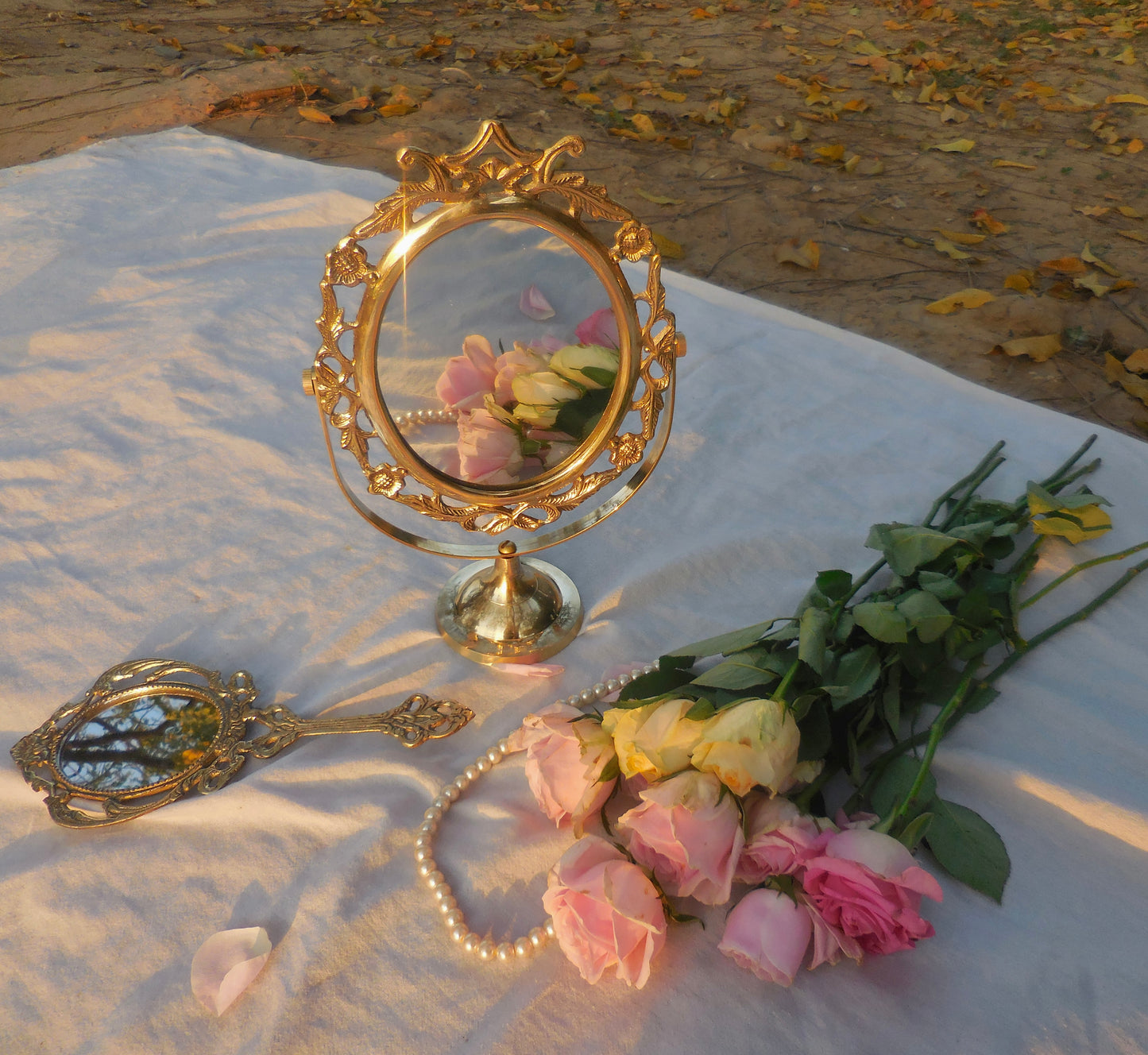 Ethereal Victorian Oval Vanity Mirror Stand