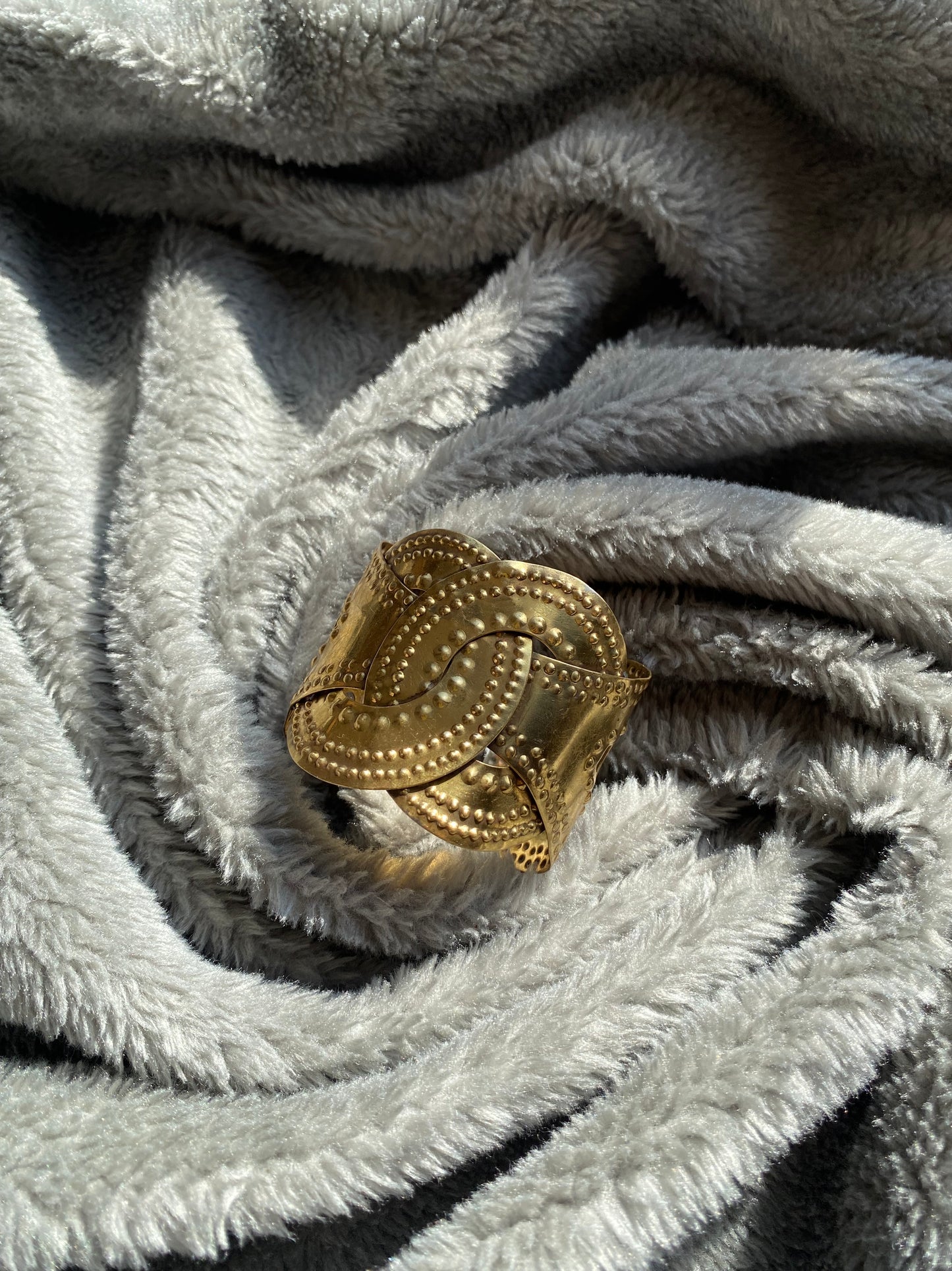 The Moon Vintage Embossed Brass Cuff Bracelet