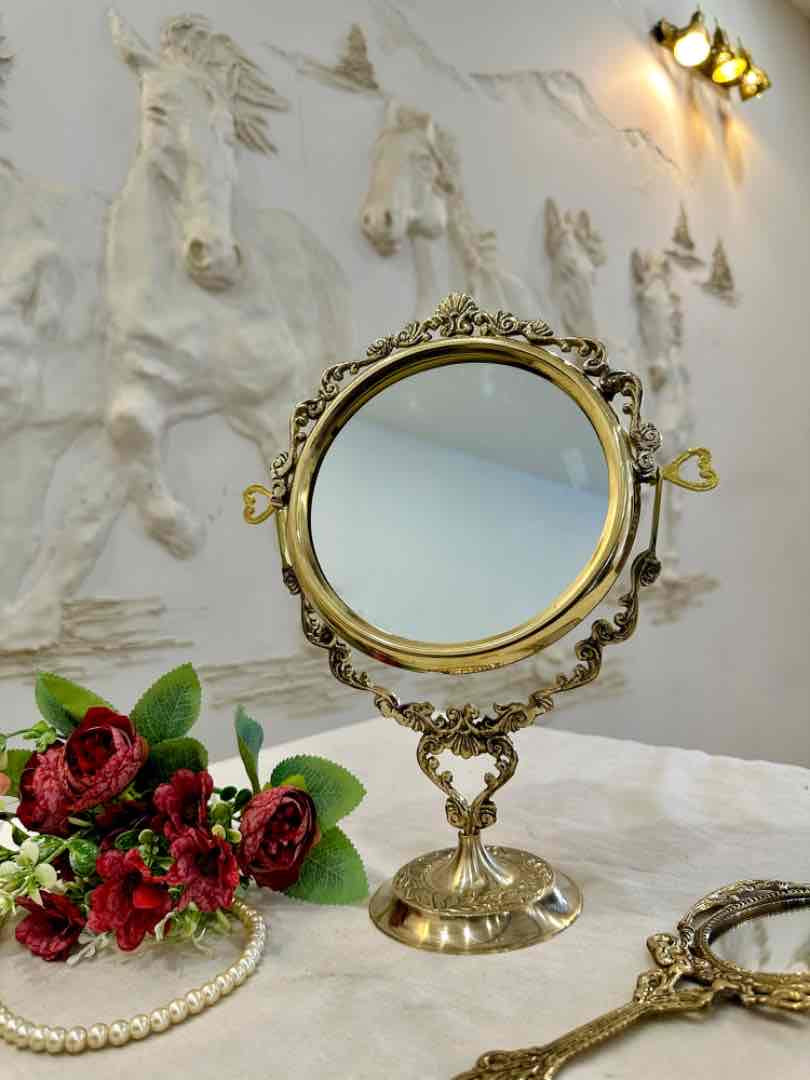 Enchanted Victorian Brass Vanity Mirror Stand